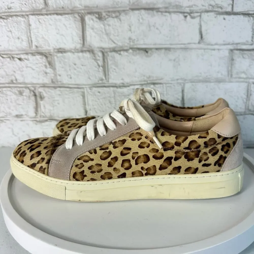 Anthropologie Shoes Ophelia Leopard Animal Print Leather Suede Sneakers 40 9.5